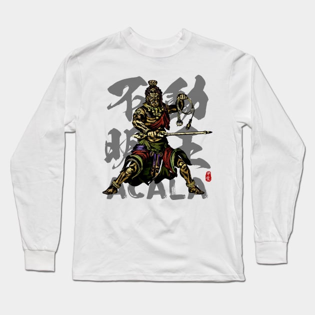 Acala - Fudo Myo-o Calligraphy Art Long Sleeve T-Shirt by Takeda_Art